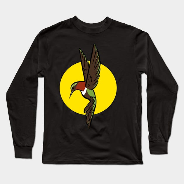 Hummingbird Yell Long Sleeve T-Shirt by Chippy Media